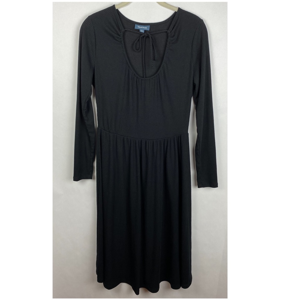 ModCloth To Your Liking Black Ribbed Dress - Picture 4 of 8